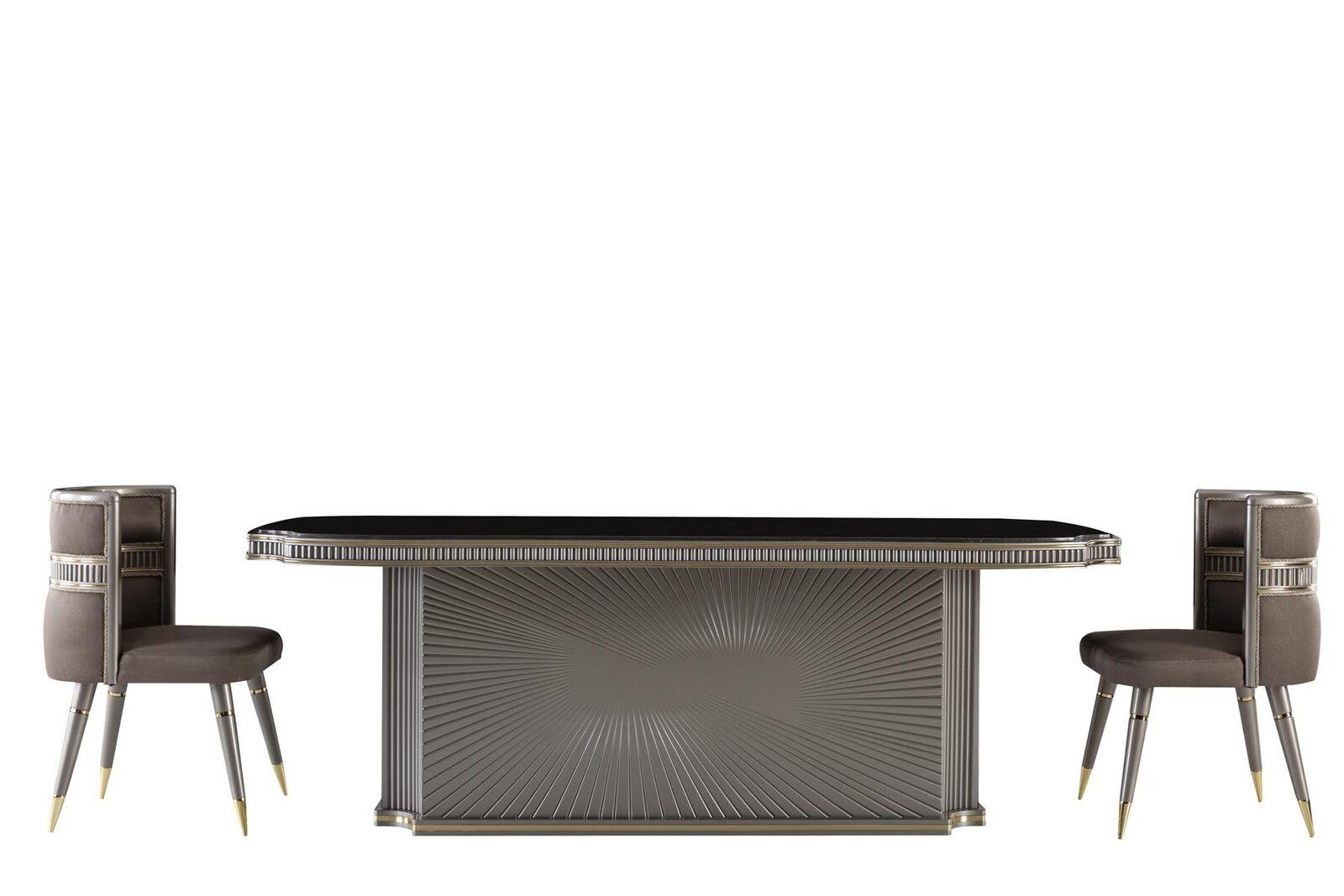 Esszimmer Set Braun Esstisch 2x Stühle Garnitur Tische Gruppe 3tlg.
