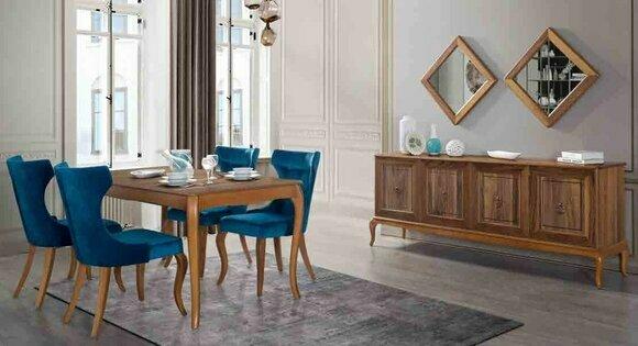 Komplett Set Esstisch 4x Stühle Esszimmer Set Ess Gruppe Holz Tisch Tische 6tlg
