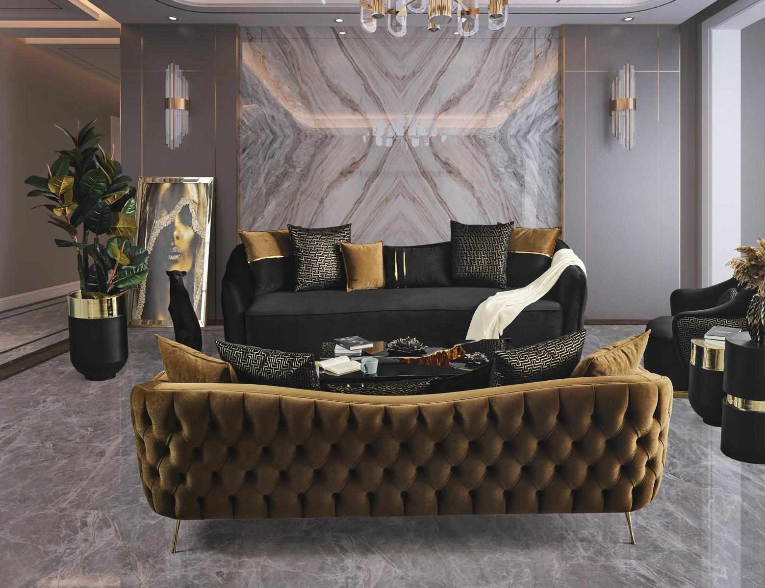 Luxus Chesterfield Sofagarnitur Couch 4+3 Sitz Couchen Textil Sofa Möbel