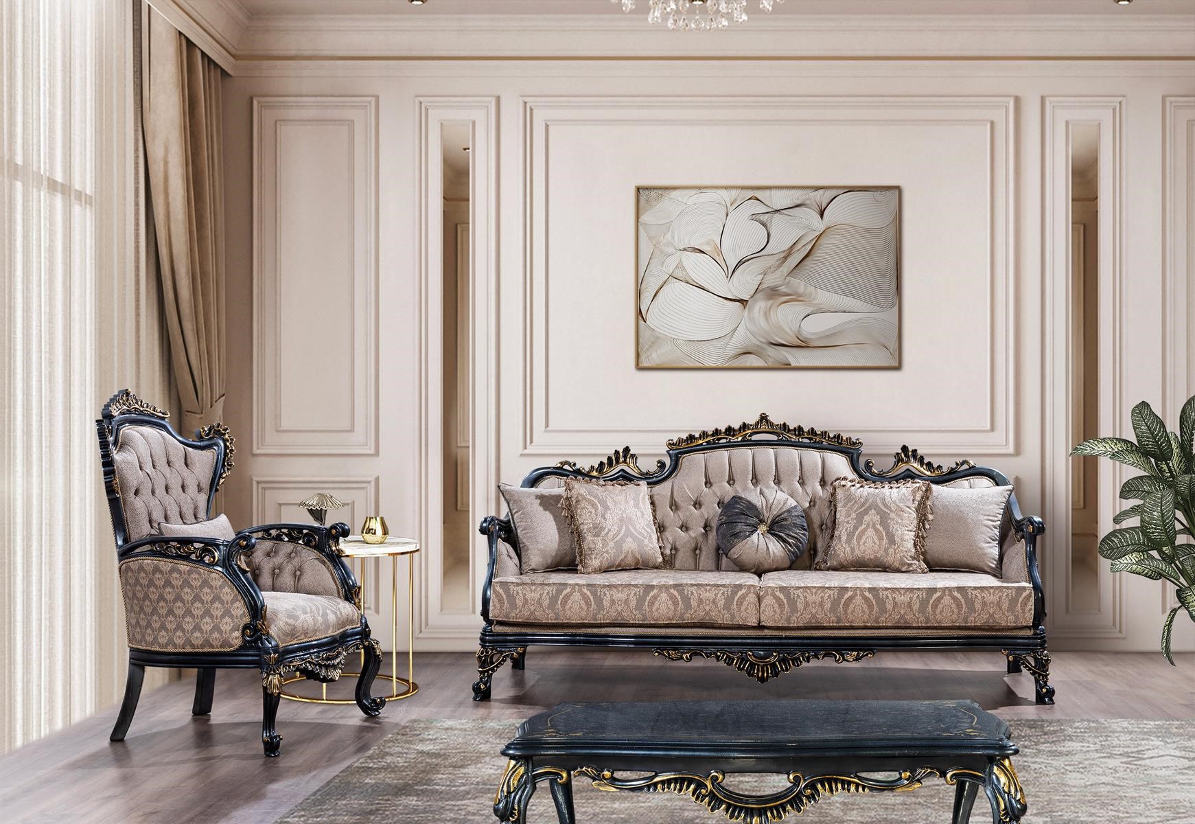 Chesterfield Sofagarnitur 3+1 Sitzer Set Design Sofa Polster Couchen Luxus Neu