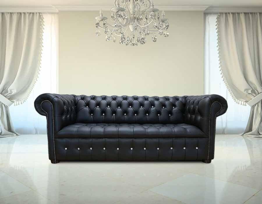 Chesterfield Sofa Couch Polster Garnitur 3 Sitzer Klassisch 100% Leder Sofort