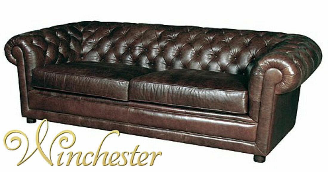 Chesterfield Ledersofa Braune Wohnzimmer Sofa Polster Sitz 100% Leder Sofort