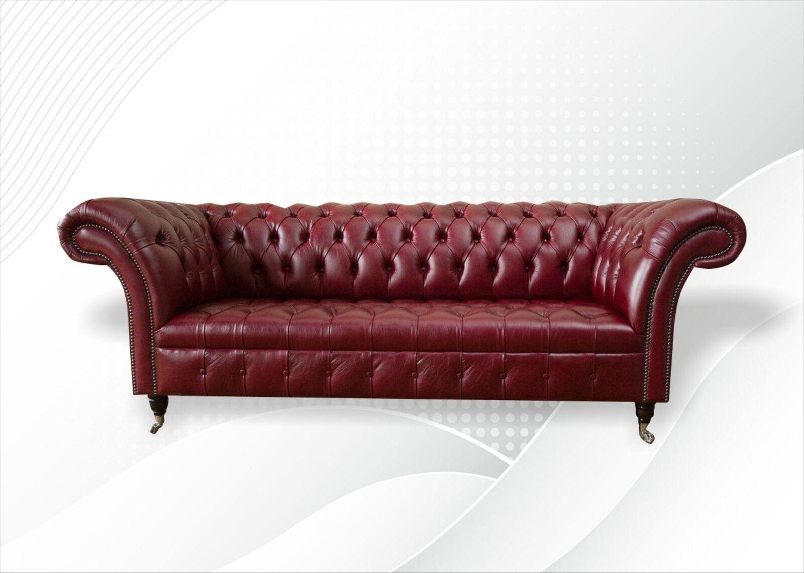 Chesterfield 3 Sitzer Bordaux Modern Design Couchen Sofas 100% Leder Sofort
