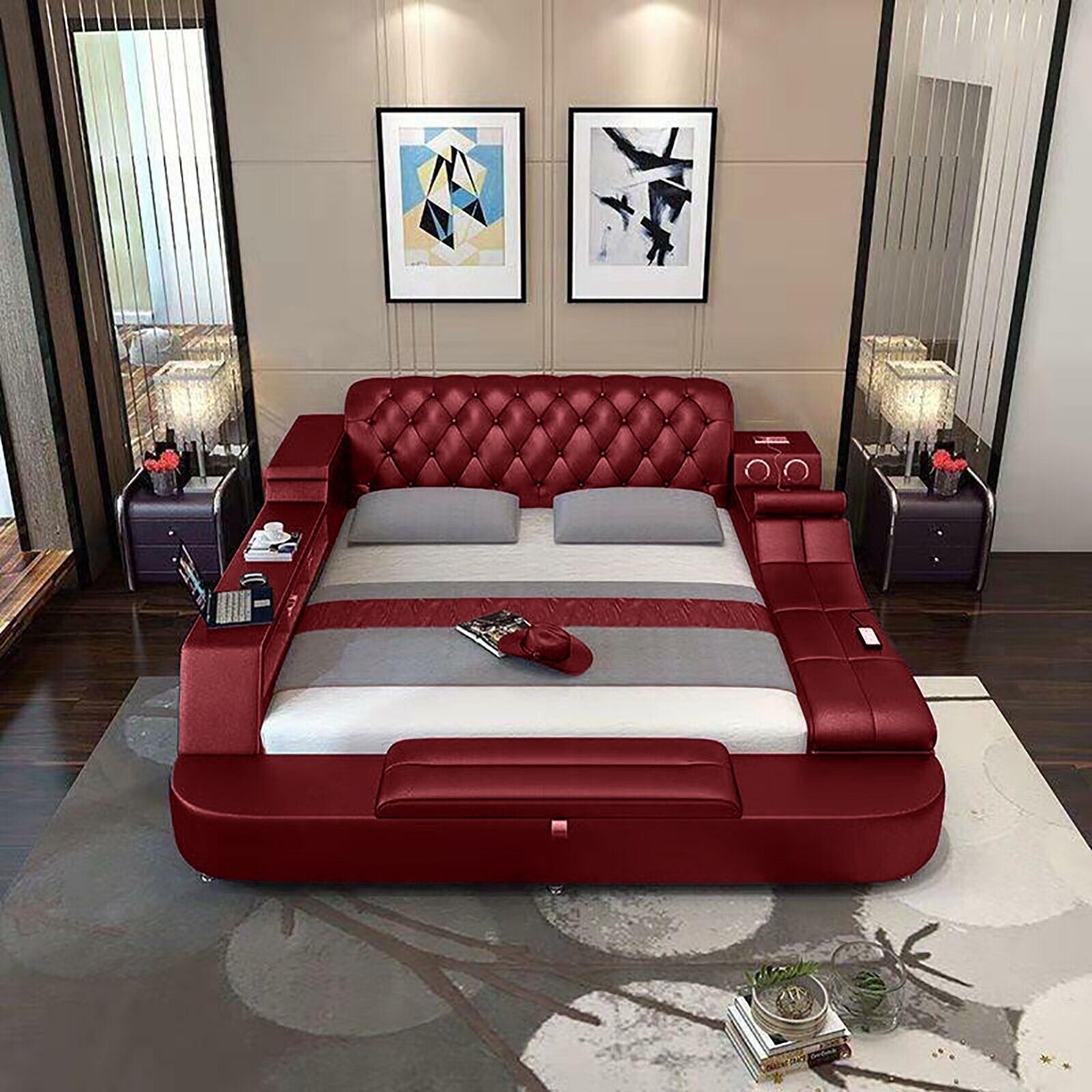 Design Bett Big Betten Leder Hotel Polster 180x200 Multifunktion Regal Sofort