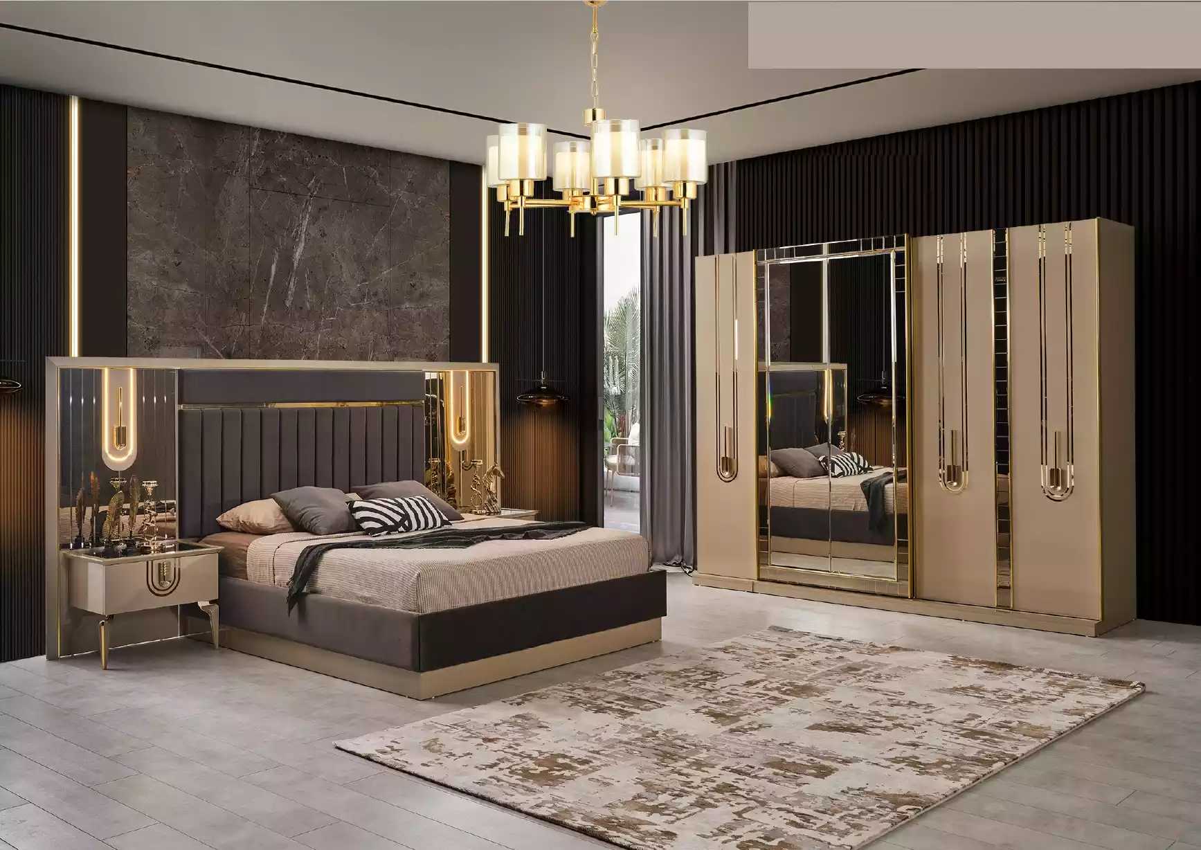 Modernes Schlafzimmer Set Schlafzimmermöbel Doppelbett Kleiderschrank