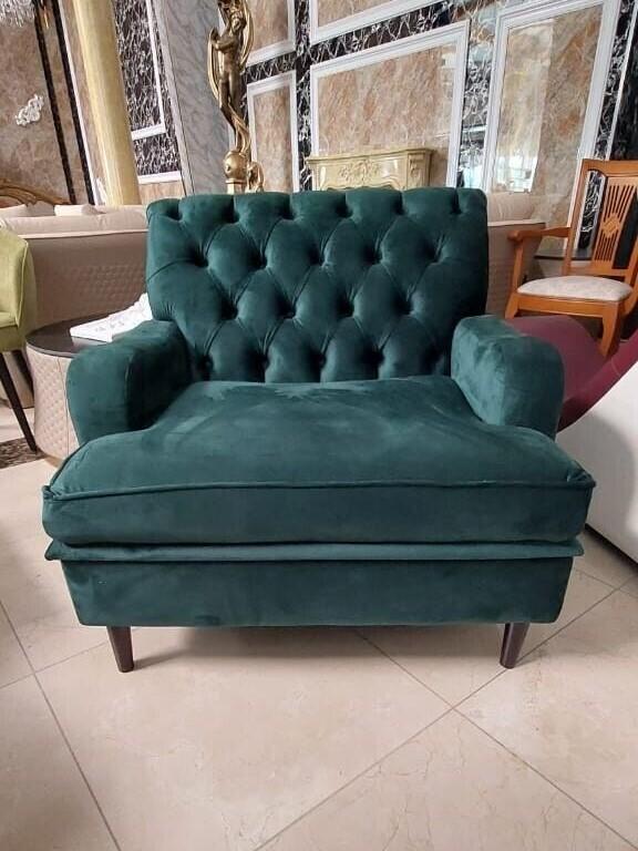 Designer Sessel Wohnzimmer Möbel Chesterfield Sessel Grün Textil Sofort