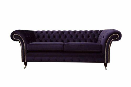 Chesterfield englisch klassischer Stil Sofa Couch 3 Sitz Polster Lila 230cm