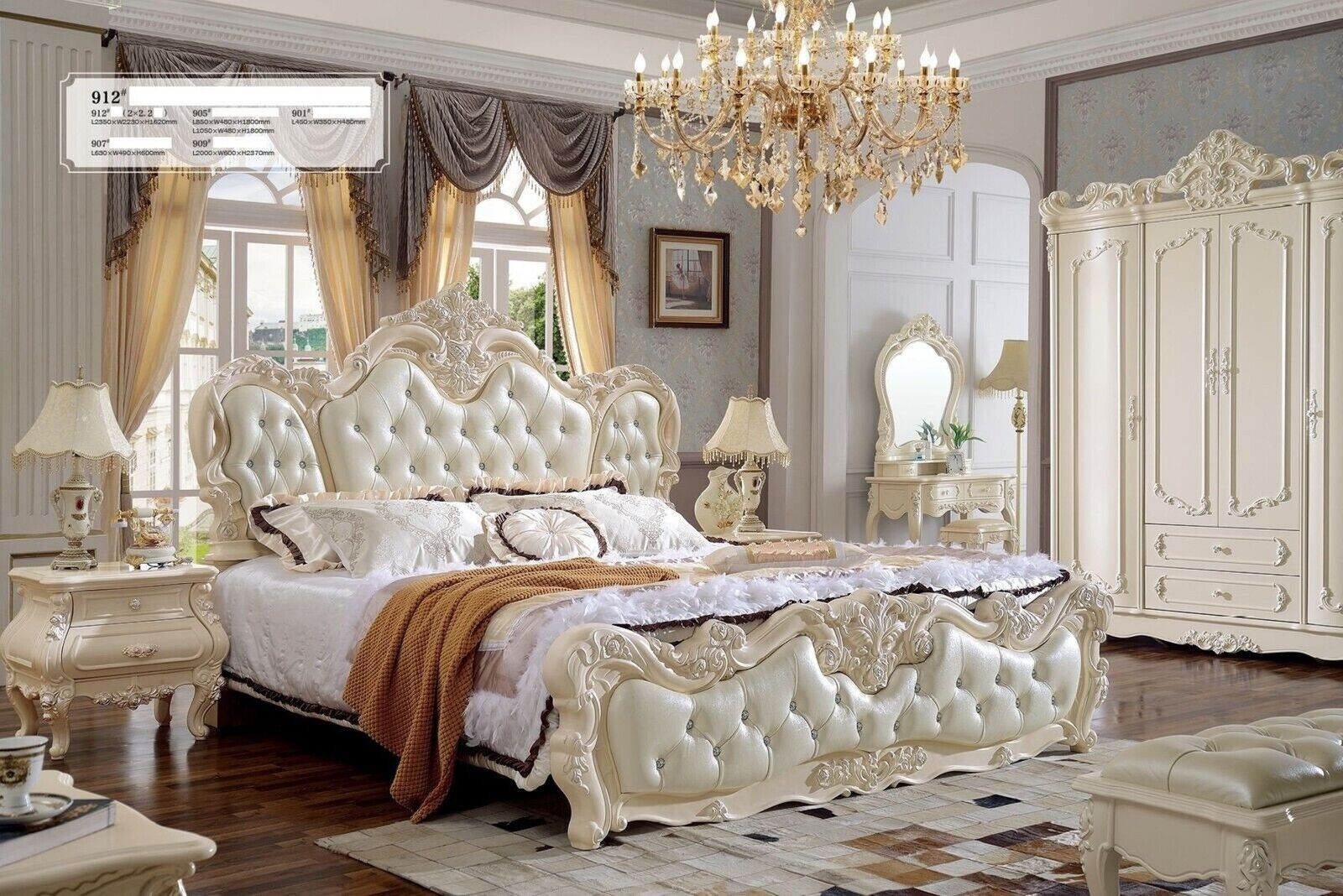 Palast Hotel Doppelbett Leder Chesterfield Königliches Luxus Betten Bett Sofort