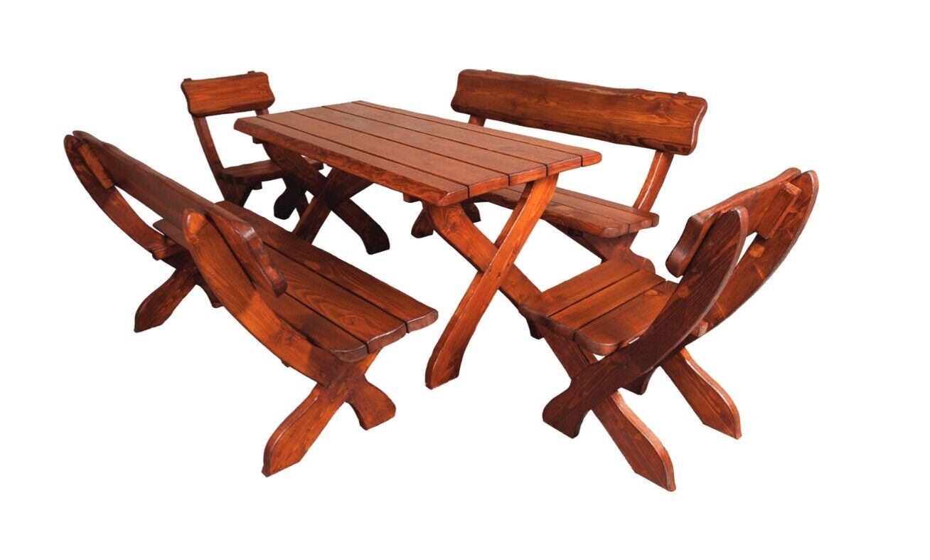 Garten Möbel Eckbank Sitzgruppe Essgruppe Holz Set Tisch Bank Stuhl Massiv 5tlg.