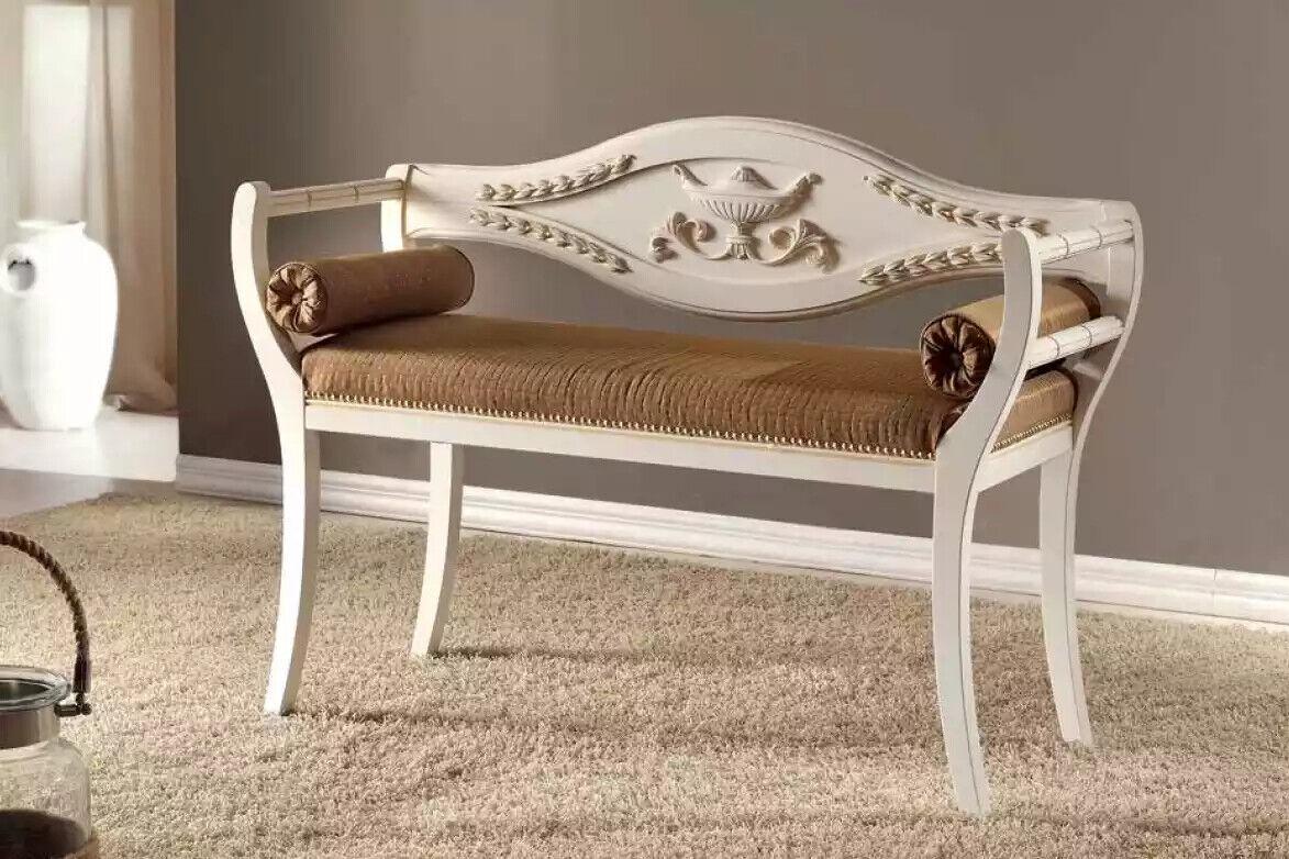 Sitzbank Wohnzimmer Klassische Bank Polsterbank Möbel Textil 103x38x77