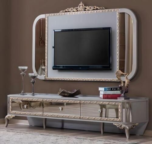 TV Ständer RTV Lowboard Sideboard Grau Luxus Modern Wohnzimmer Set