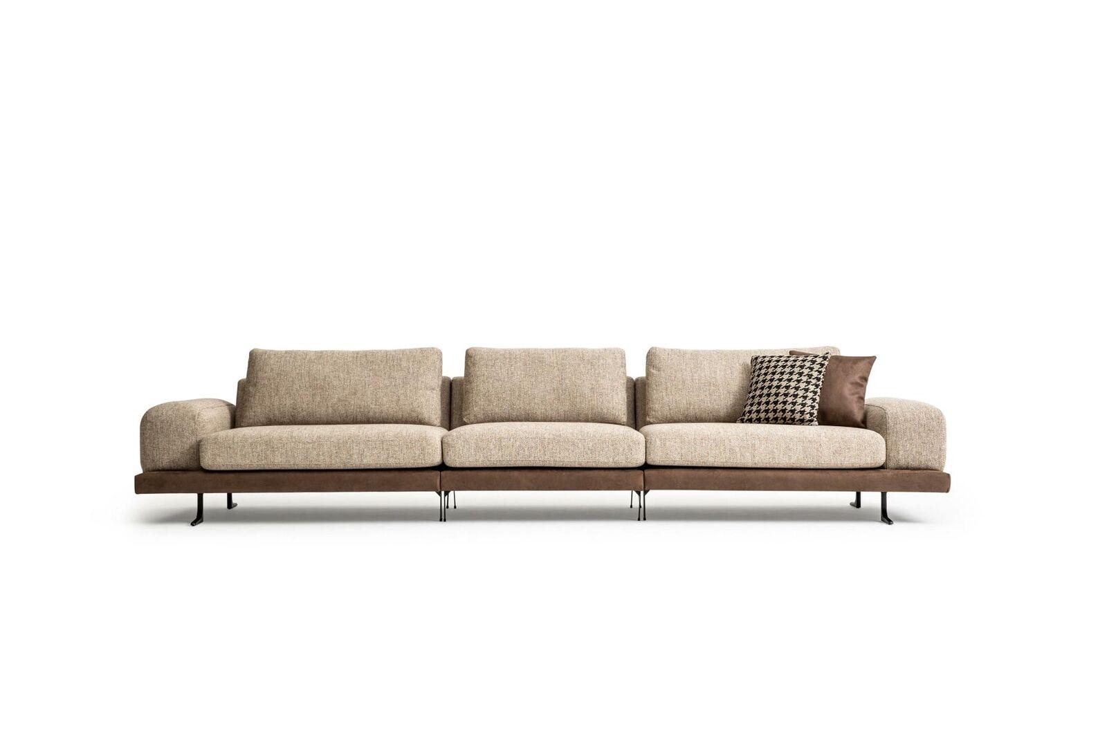 Beiger Fünfsitzer Polstersofas Sofa Textil Couch Sitzmöbel Wohnzimmer