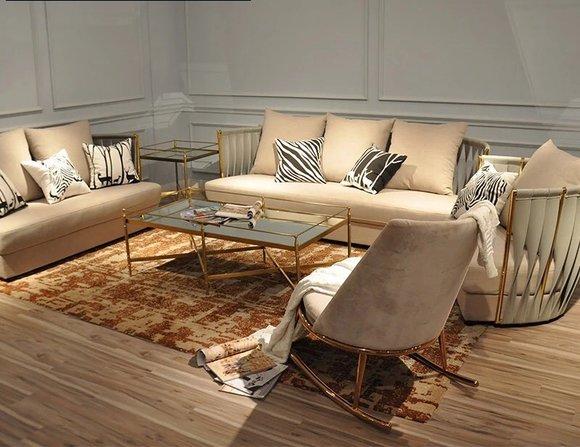 Edle Luxus Klasse Wohn Zimmer Set Garnitur Sofa Couch Samt Polster