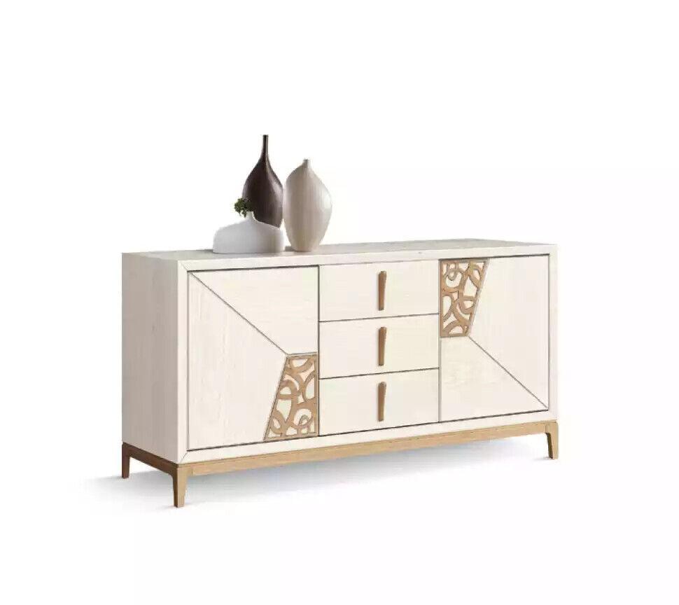 Beiges Sideboard Luxus Highboard Designer Wohnzimmer Holz Möbel Neu