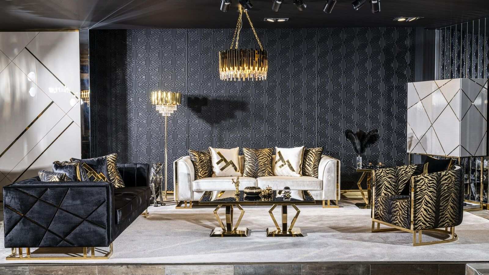 Wohnzimmer Sofagarnitur 3+3+1 Couchtisch Beistelltisch Set 5tlg Neu