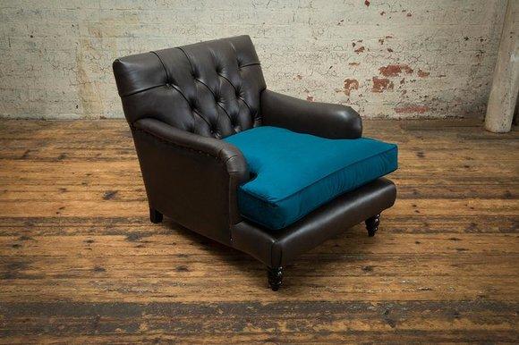 Chesterfield Ledersofa Couch Polster designer 1 Sitzer Textil Sofas Couchen