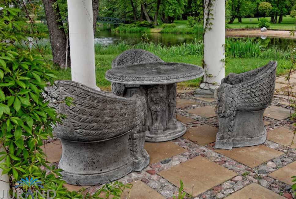 Mittelalter Stil Gartenmöbel 1x Sessel Ritter Stein Thron Garten Deko FineCrete®