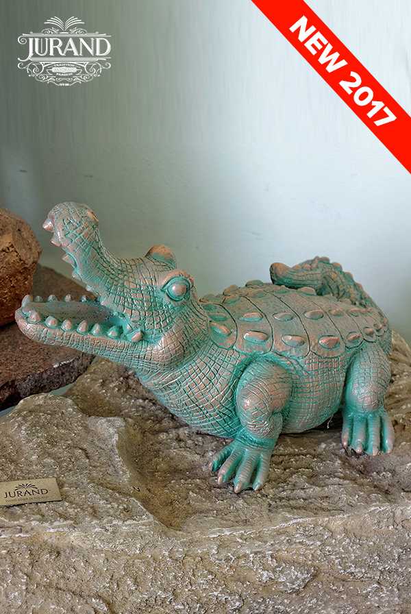 Wasserspieler Brunnen Figur Steinfigur Garten Teich Wasserspucker Krokodil 6030