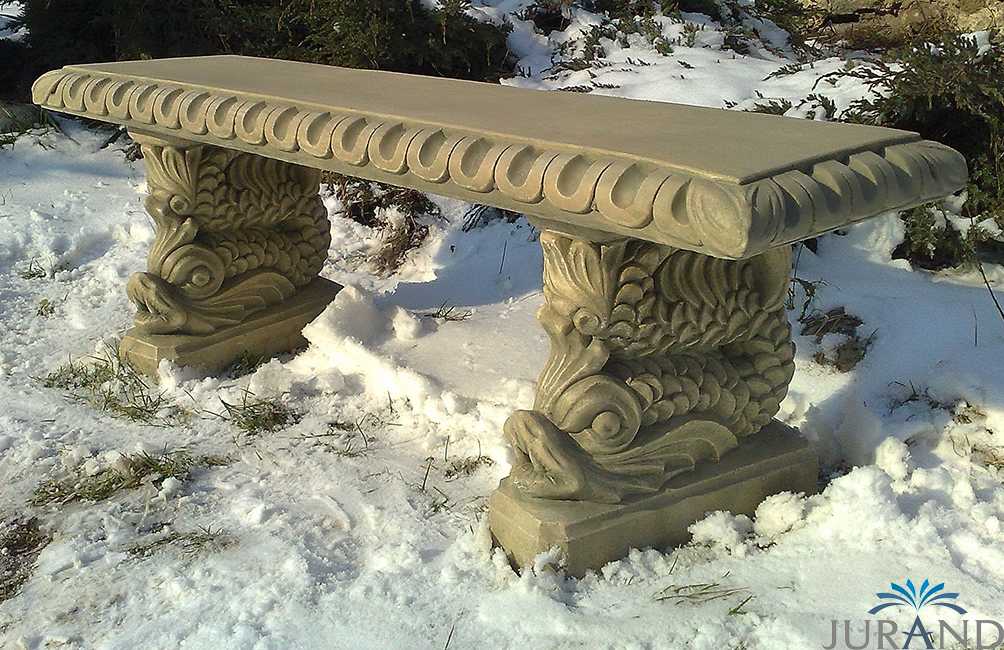 Garten Bank FineCrete® Stein Figur Sitz Bänke Stein Holz Stil Hocker Stil Antik!