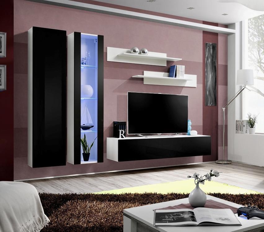 Modern Wohnwand Hänge Vitrine rtv Wohnzimmer Wandschrank TV Ständer Regale