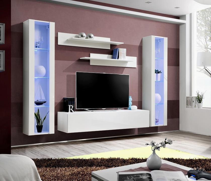 Wohnwand 5tlg rtv 2x Hänge Vitrine Design Möbel Wohnzimmer Stil Modern