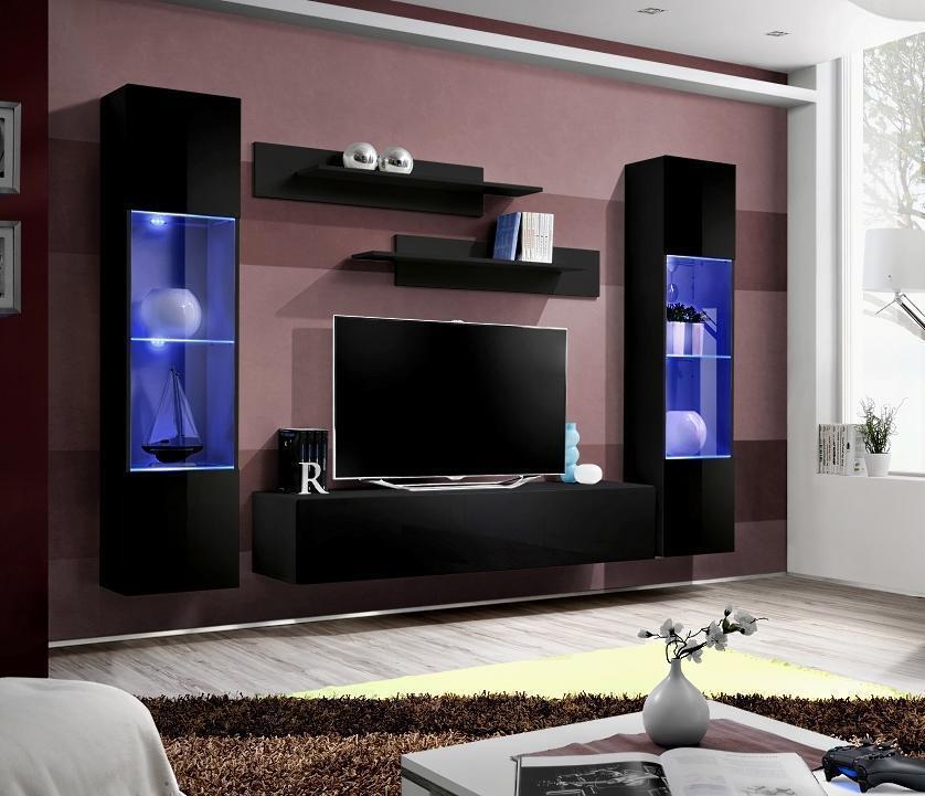 Wohnwand TV Lowboard Wand Regale Wohnzimmer Design Moderne 5tlg