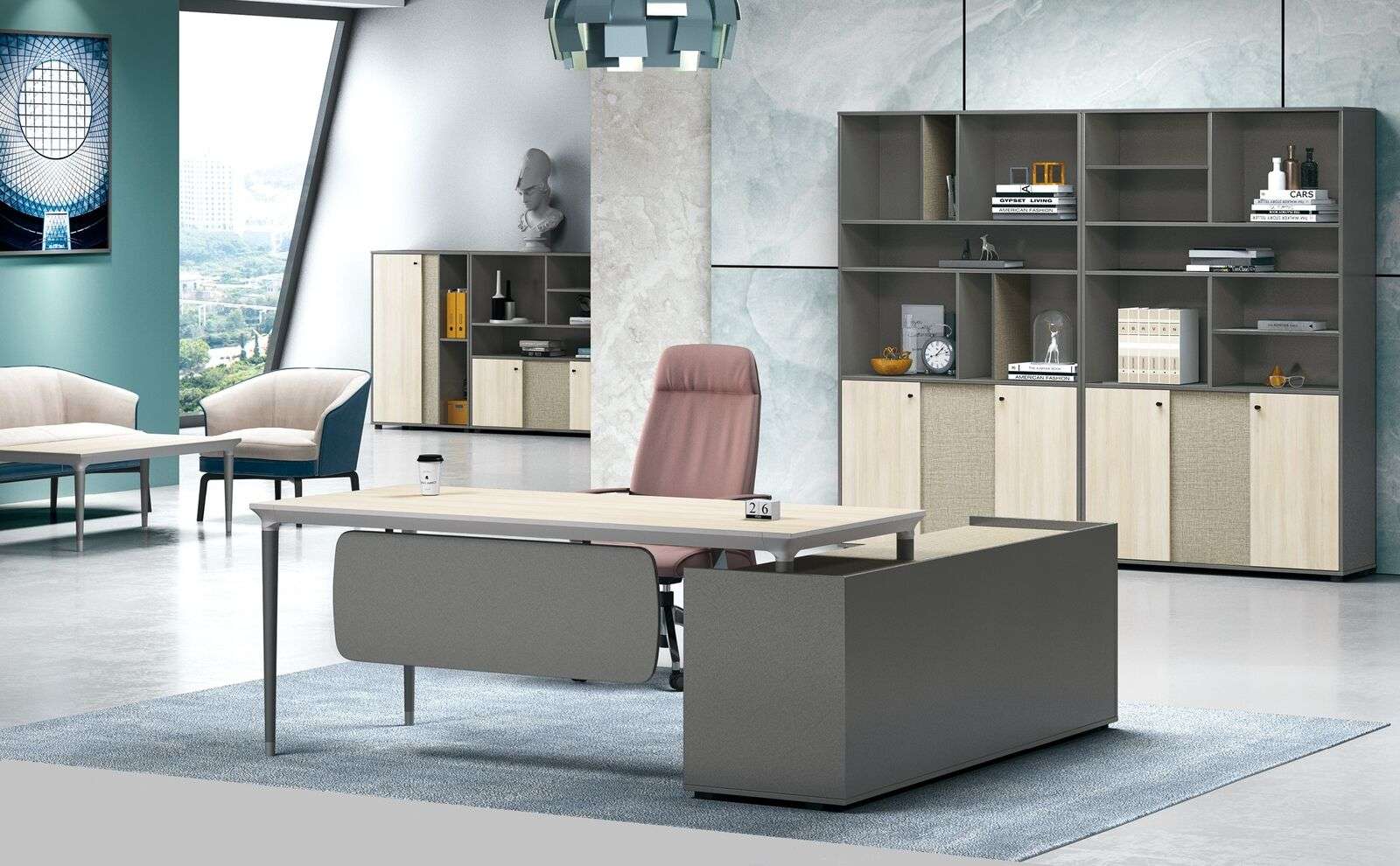 Büro Set Wandregal Schreibtisch Regal Schrank 2 tlg Büro Zimmer Einrichtung neu