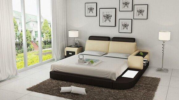 Bett mit USB Polsterbett Luxusbett Doppelbett Ehebett Betten 140/160/180 LB8804