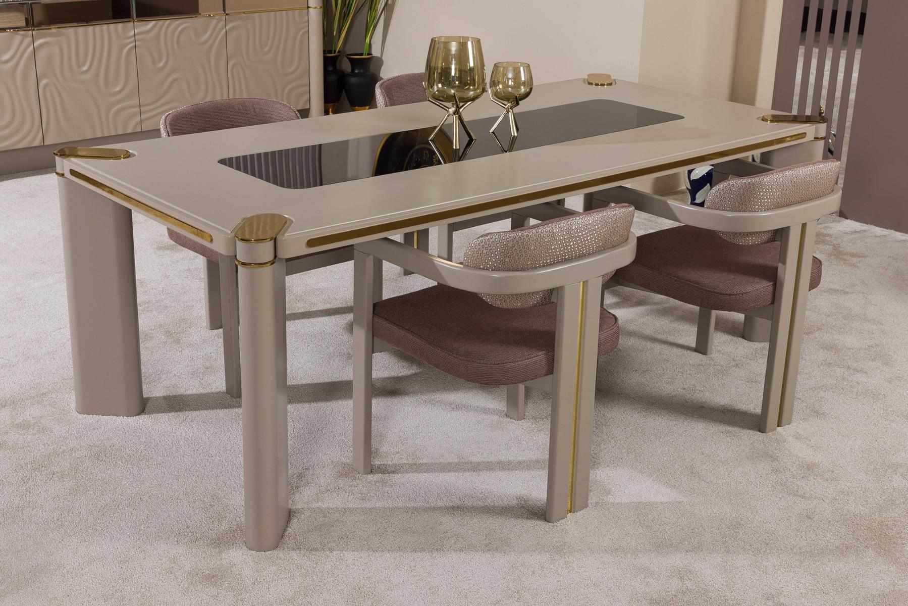 Esszimmer Set 4x Stühle Esstisch Set Esszimmer Designer Holz Stühle Garnitur Neu