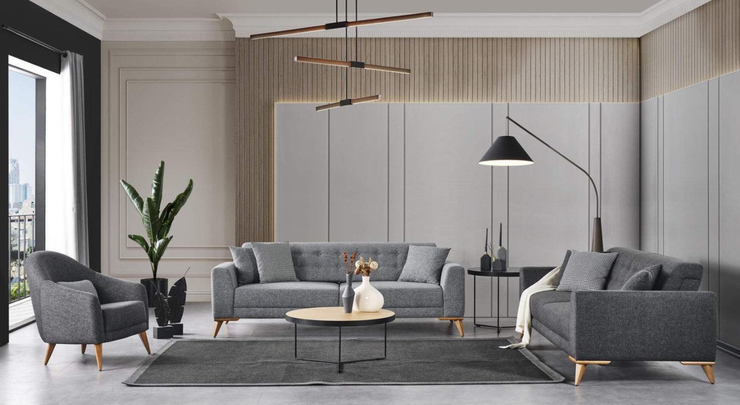Stilvoll Wohnzimmer Luxus Möbel Grau Modern Design
