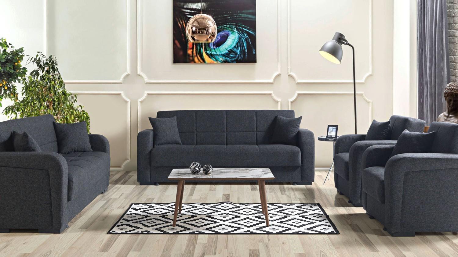 Sofagarnitur 3+2+1+1 Sitzer Textil Modern Komplett 2x Sessel Sofa 3 Sitzer Luxus