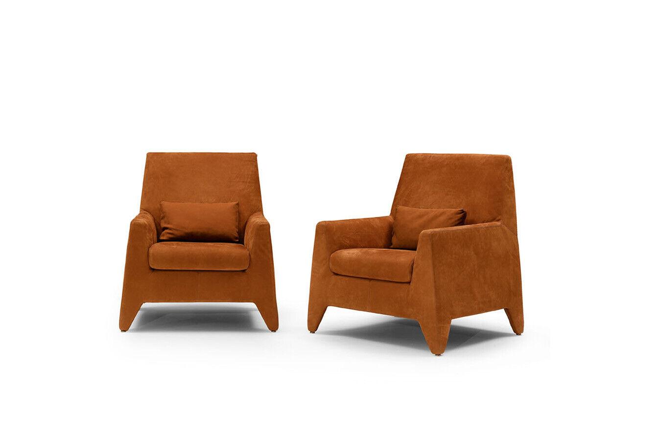 Sessel Sitz Modern Design Wohnzimmer Polster Einsitzer Textil Braun Stil Luxus