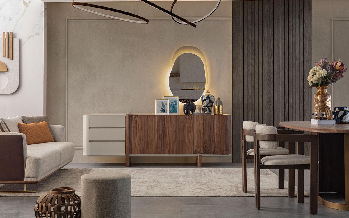 Sideboard Schrank Hochglanz Möbel Holz Sideboard Mit Spiegel Luxus