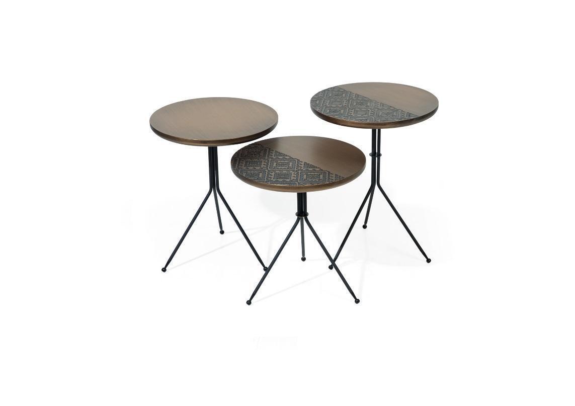 Luxus braun Beistelltische Set 3x Rundtische Moderne Wohnzimmer Tisch