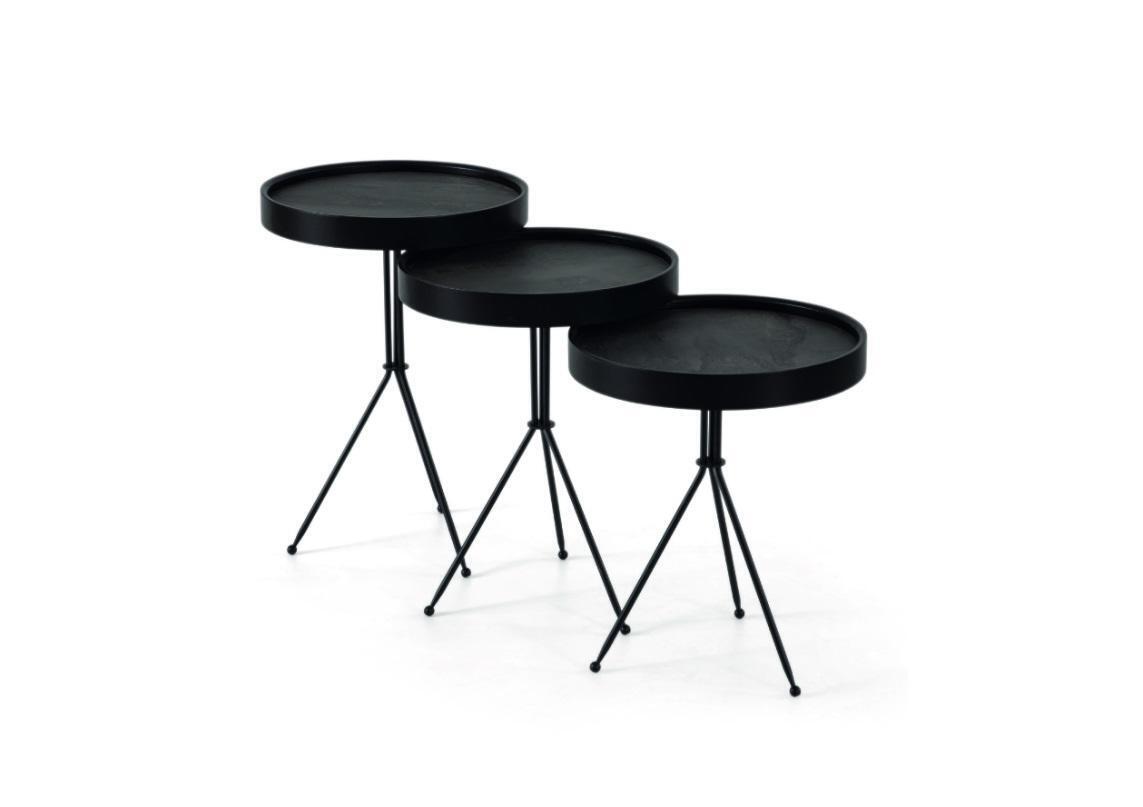 Modernes Schwarzes Beistelltisch Set 3x Luxus Wohnzimmer Couchtische