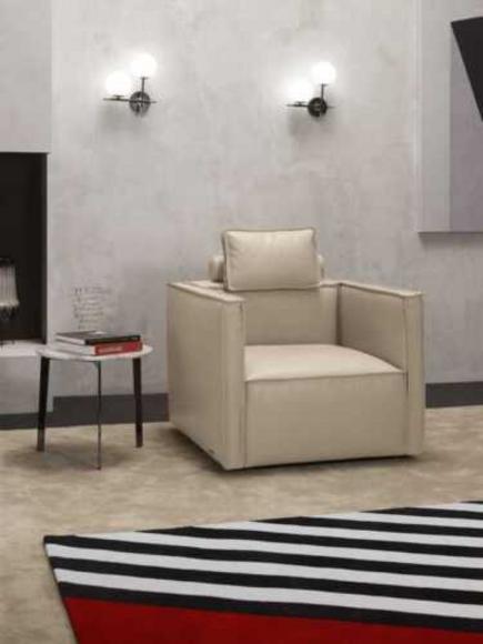 Sessel Einsitzer Luxus 1 Sitz Polster Sitz Design Beige Sitz Leder Prianera Neu