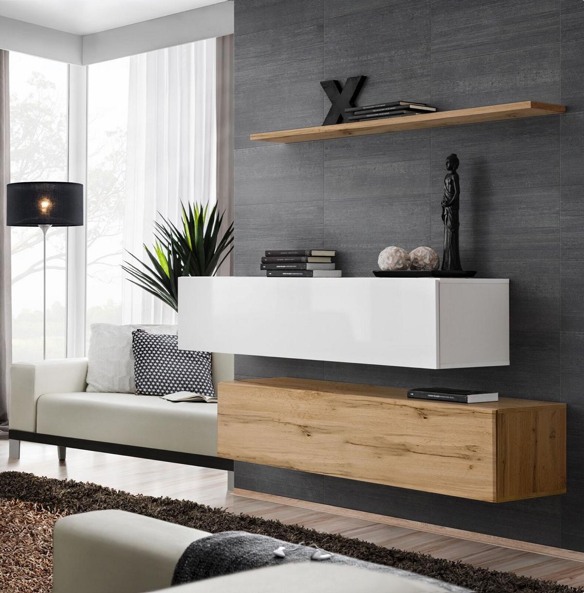Einrichtung Designer Braun 2x Wandschrank Holzmöbel Luxus Set Wohnzimmermöbel