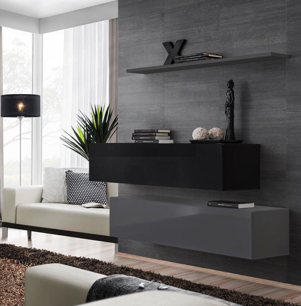 Wohnzimmer Wandregal Sideboard Wohnwände Wandschrank Komplett Set 3tlg. Neu