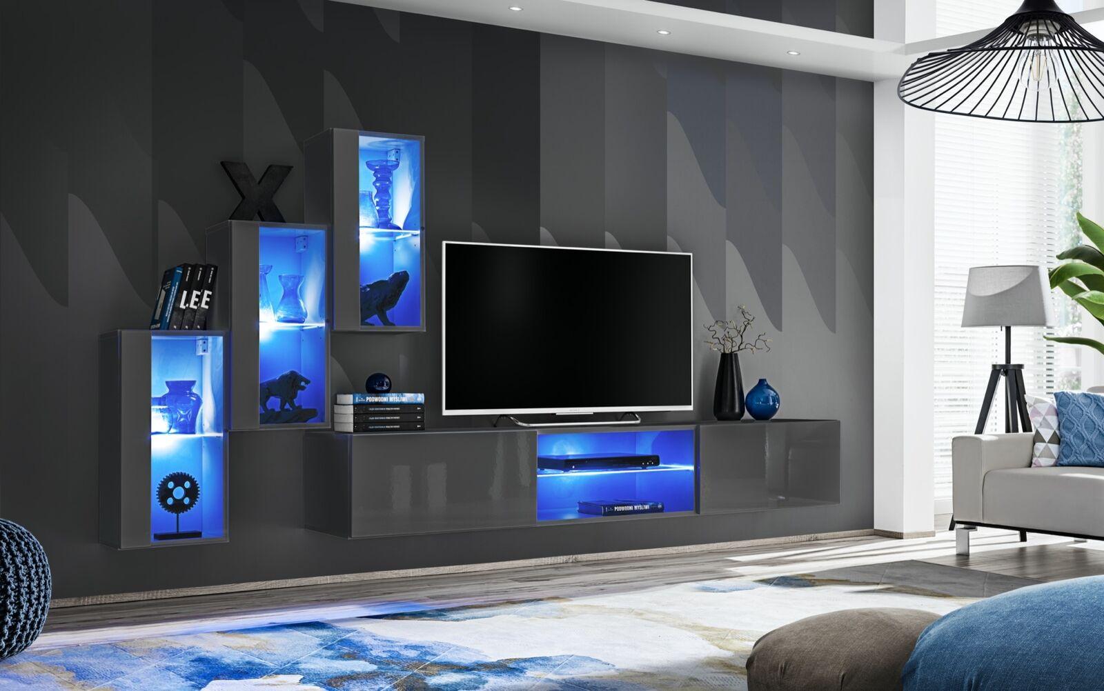 Garnitur Set 4tlg Wohnwand Luxus Designer Sideboard TV-Ständer Holzmöbel