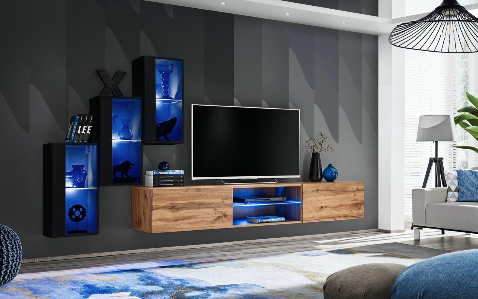 Wohnzimmermöbel Luxus Wohnwand Komplett Designer Einrichtung Holzmöbel