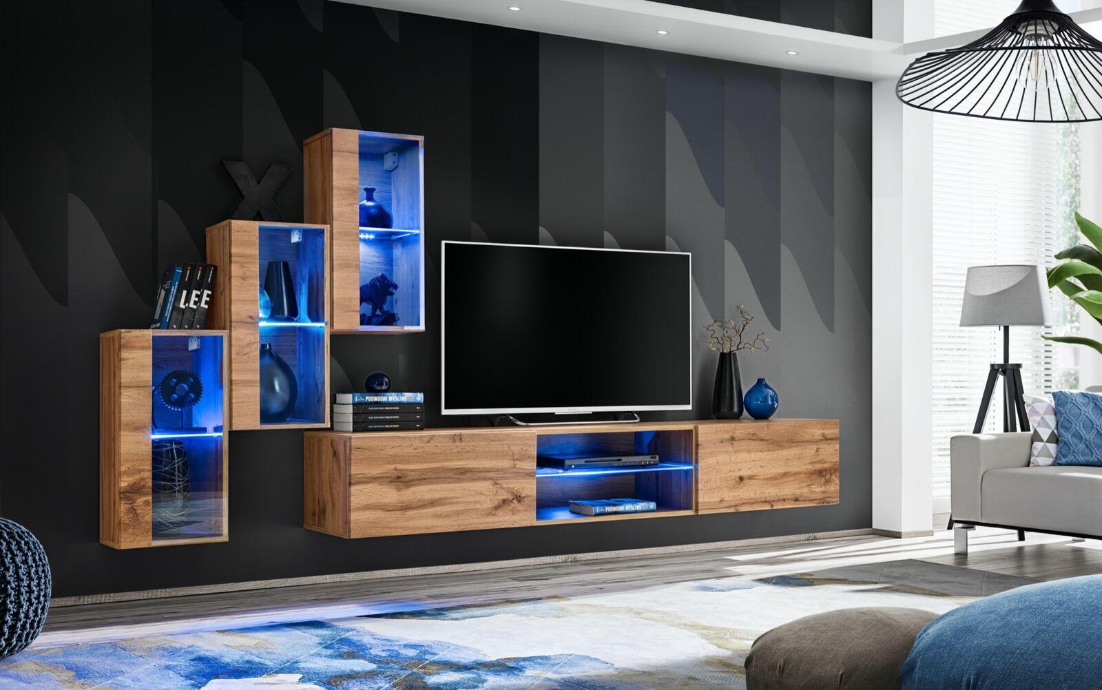 Modern Möbel Wohnwand Designer Set 4tlg Wand Regale Einrichtung Neu