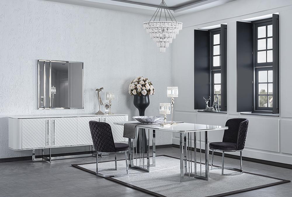 Esszimmer Möbel Luxus Komplett Esstisch Sideboard mit Spiegel Design 4х Stühle