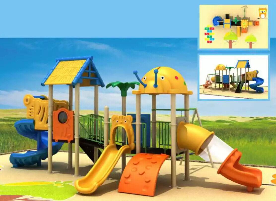 Großer Kinderspielplatz bunte Rutschen Geräumigkeit Turm Outdoor