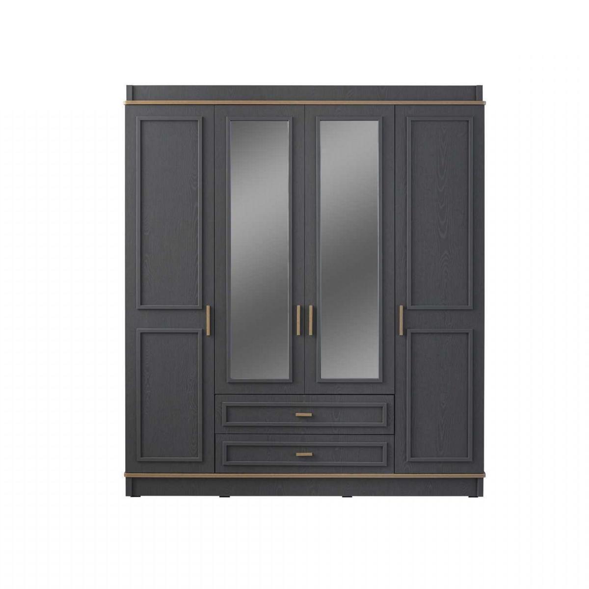 Kleiderschrank Kinderschrank Schrank Holz Spiegel Grau Holzschrank