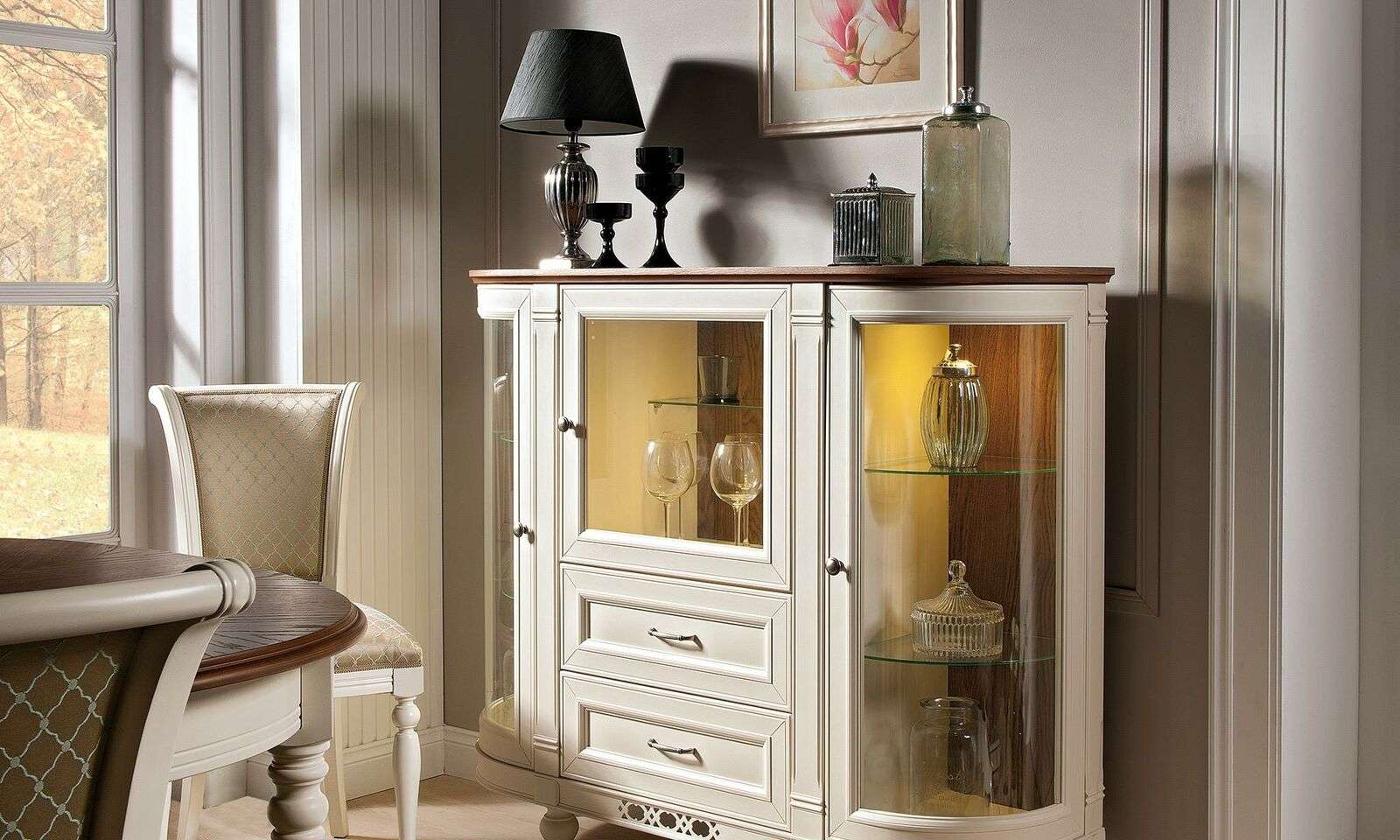 Vitrine Schrank Kommode Glas Regal Vitrinen Regale Holz Schränke Wohnzimmer