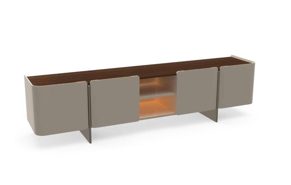 Moderne Wohnwand Wohnzimmer Design TV Ständer Luxus Grau Lowboard neu