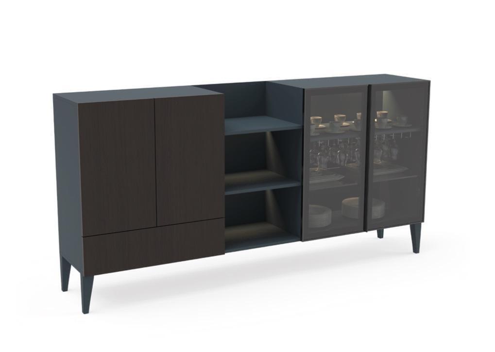 Modernes Sideboard Holzmöbel Anrichte Kommode braun Schwarz Neu