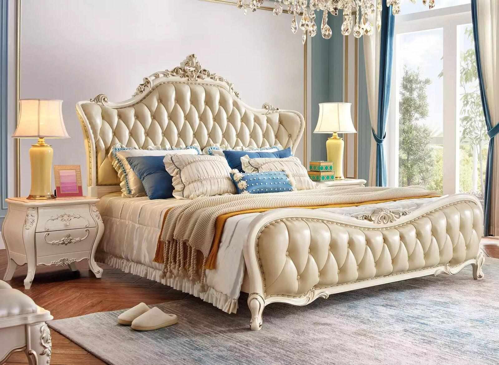 Schlafzimmer Set klassisch Bett chesterfield 2х Nachttische Massivholz 3tlg