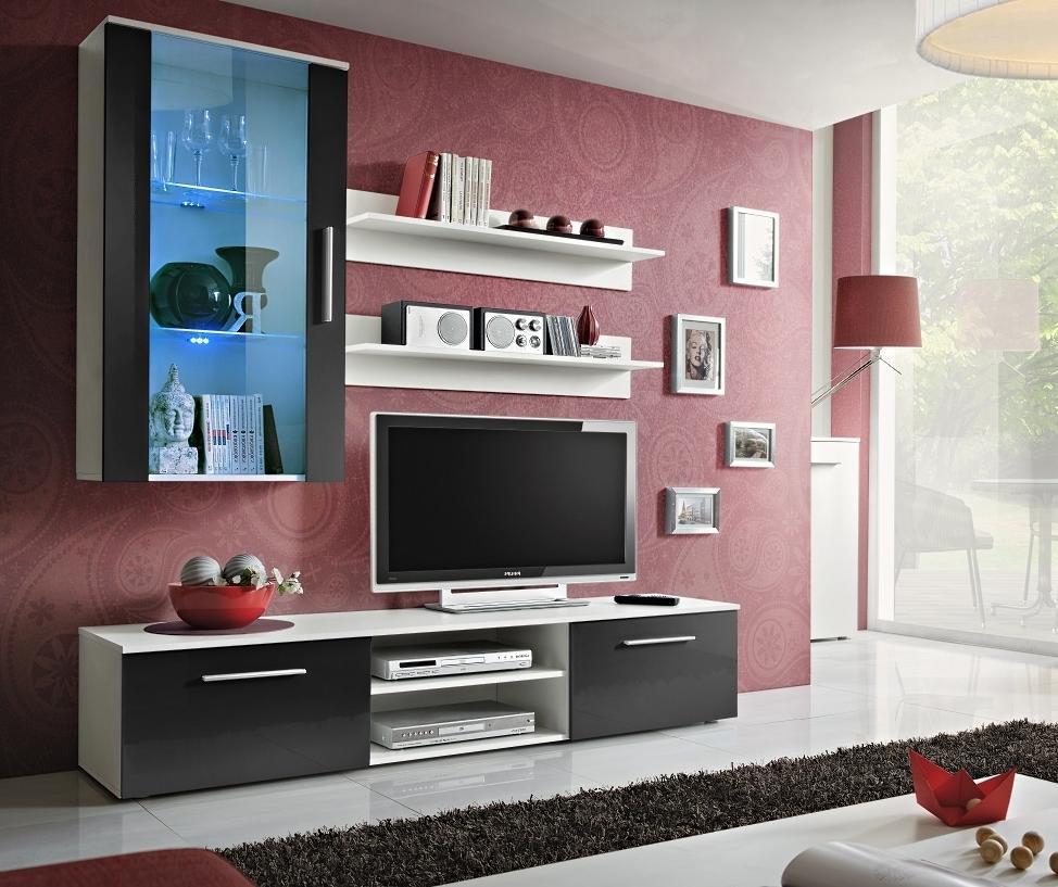 Wohnzimmer Luxus Einrichtung Set 4tlg Wohnwand Designer Möbel Hänge Vitrine Holz