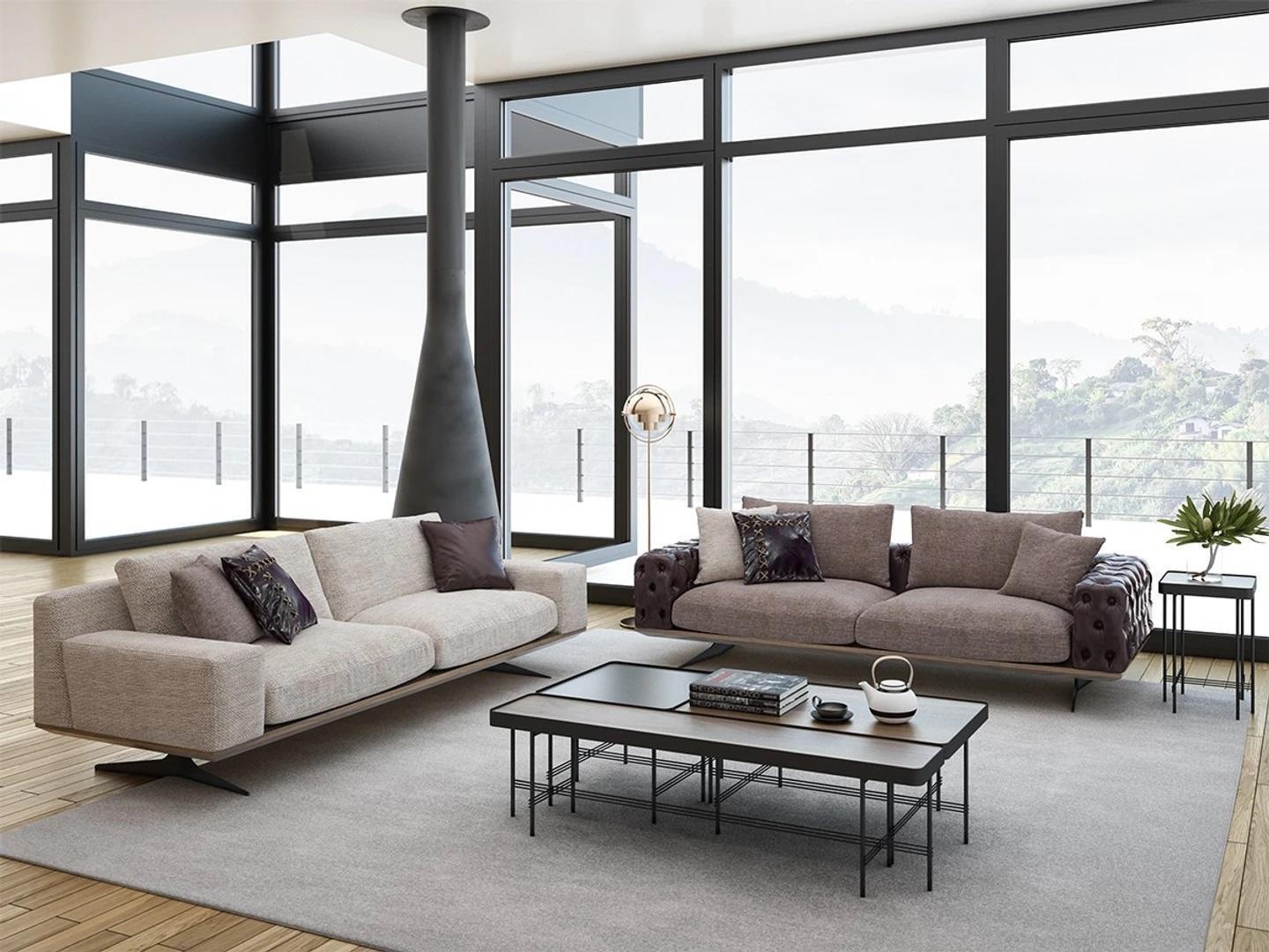 Wohnzimmer Set 2tlg Modern 2x Dreisitzer Sofa Couch Polstermöbel Luxus